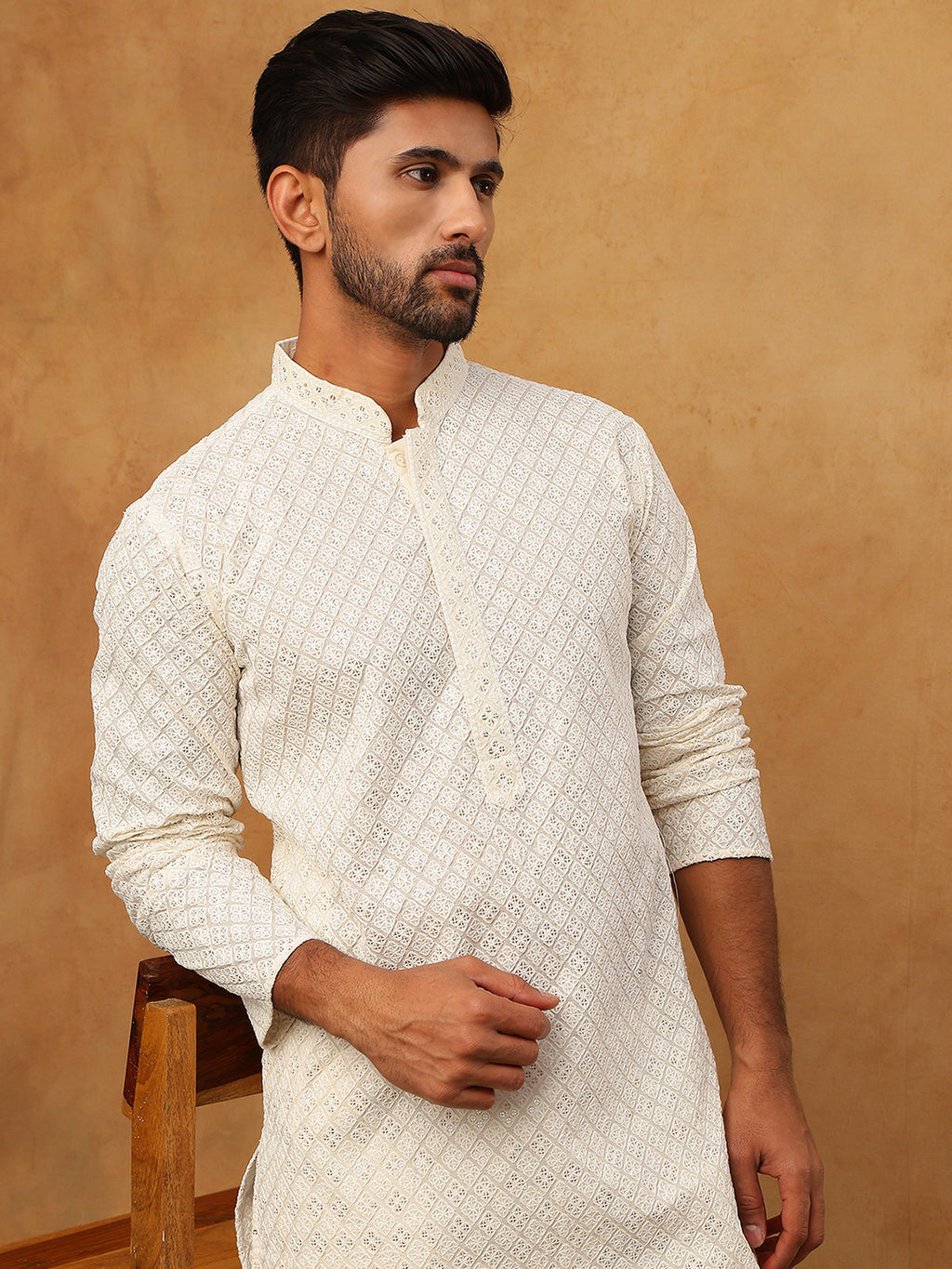 Men's Ethnic Cotton Embroidered Kurta Pyjama - Image 2