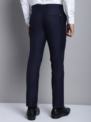 Indian Needle Men's Navy Tapered Fit Formal Trousers