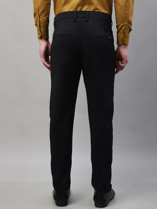 Indian Needle Men's Black Tapered Fit Formal Trousers
