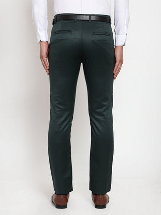 Indian Needle Men's Olive Tapered Fit Formal Trousers