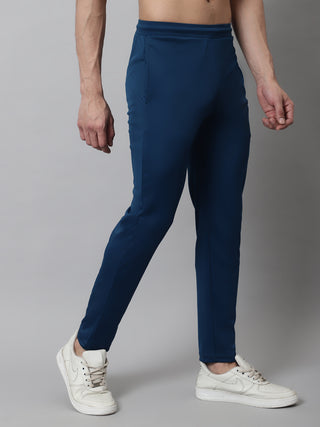 Men's Blue Solid Streachable Lycra Trackpants