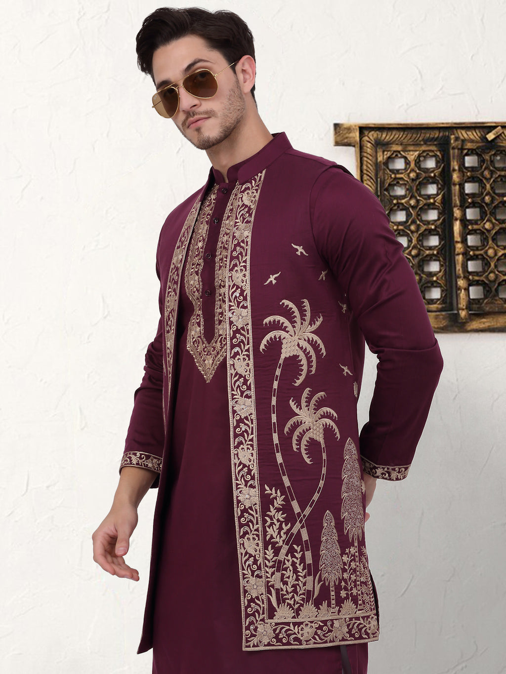 Men's Embroidered Waistcoat and Kurta Pyjama.