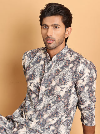 Chikankari Embroidered & Printed Kurta Set