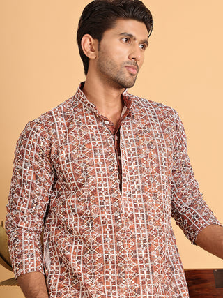 Embroidered & Printed Kurta Set For Men