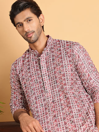 Embroidered & Printed Kurta Set For Men