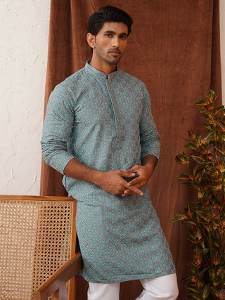 Embroidered Staight Kurta Set For Men