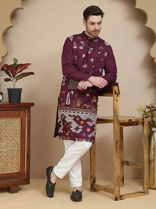 Floral Embroidered and Sequins Kurta Set