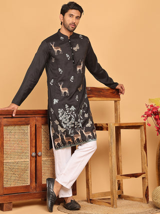 Embroidered Straight Kurta Set For Men