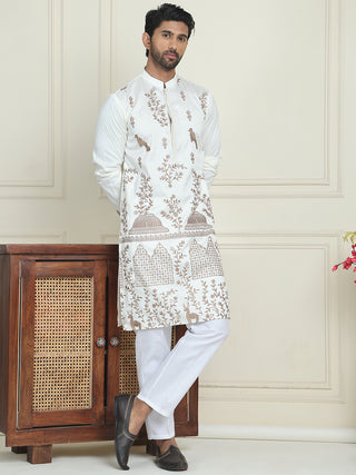 Embroidered Straight Kurta Set For Men
