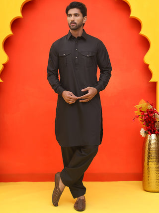 Men's Solid Pathani Kurta with Salwar