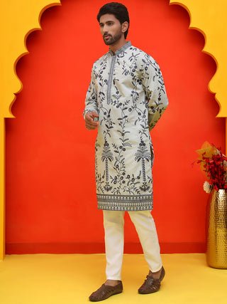 Chikankari Embroidered Kurta Pyjama For Men