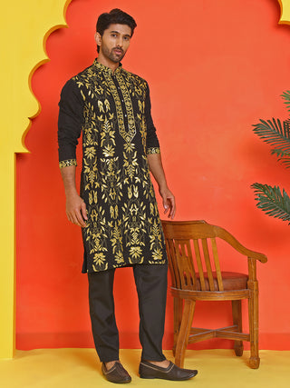 Embroidered & Sequins Kurta Set For Men