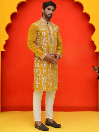Embroidered & Sequins Kurta Set For Men