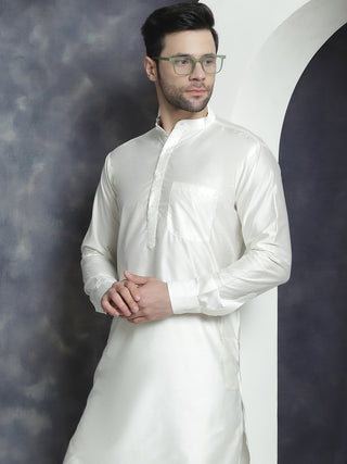 Jompers Men White Solid Kurta with Churidar