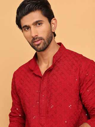 Embroidered Chikankari and Sequence Kurta with Pyjama for Men