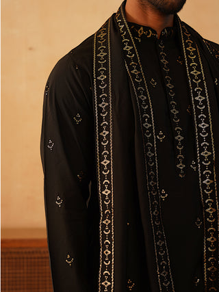 Embroidered Kurta with Dupatta Set for Men