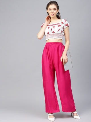 Women Pink Straight Elasticated Palazzo