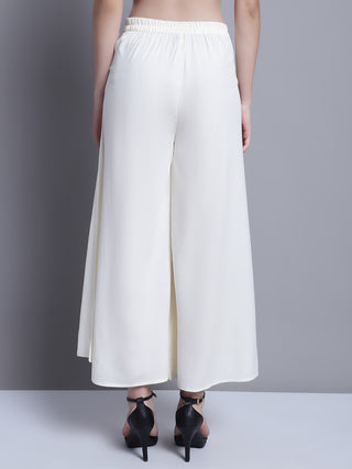 Women Off-White Straight Partially Elasticated Palazzo
