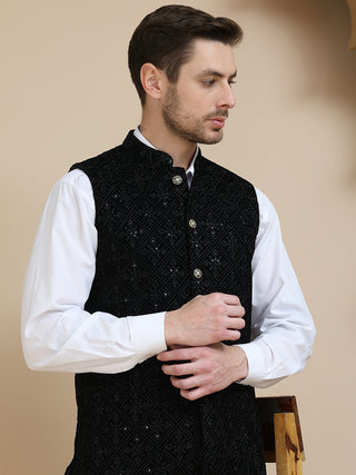 Men's Sequins Velvet Nehru Jacket