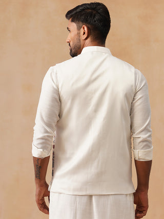 Floral Embroidered Silk Blend Nehru Jacket