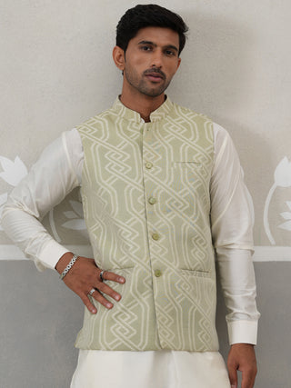 Geometric Weave Embroidered Nehru Jacket
