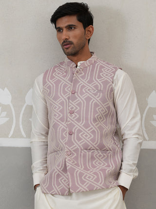 Geometric Weave Embroidered Nehru Jacket