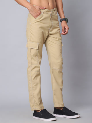 Indian needle Men's Casual Cotton Blend Solid Cargo Pants
