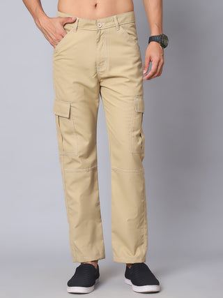 Indian needle Men's Casual Cotton Blend Solid Cargo Pants