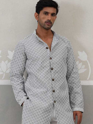 Sequin Chikankari Front Open Kurta