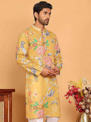Men's Animal Printed Pure Cotton Straight Kurtas.