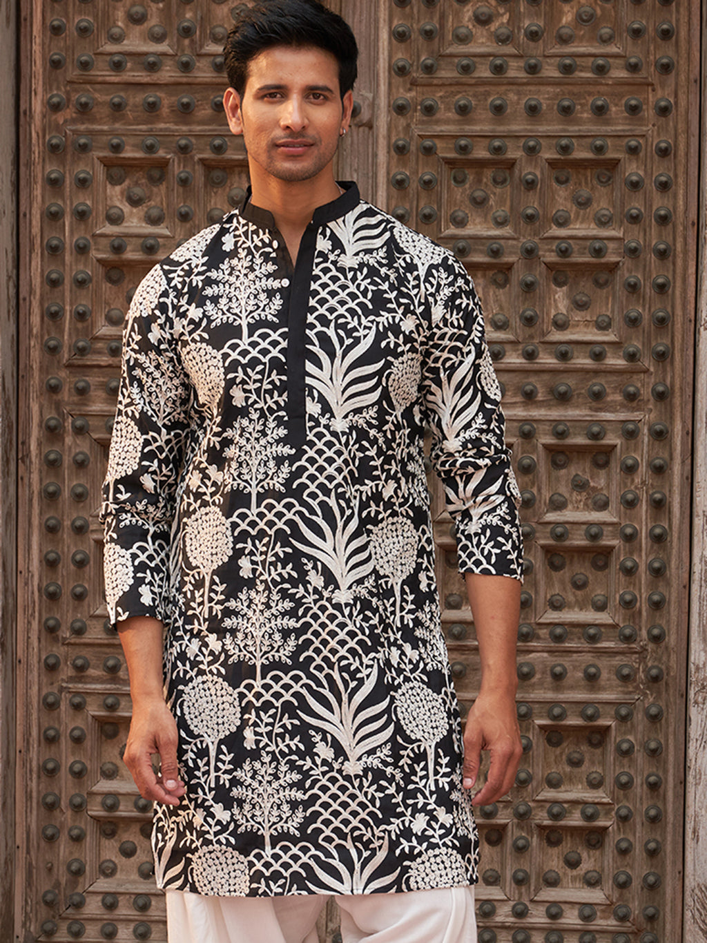 Embroidered Silk Blend Kurtas For Men