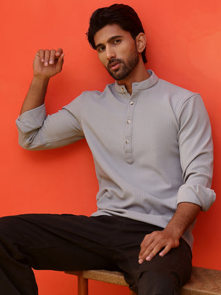 Solid Cotton Blend Short Kurta