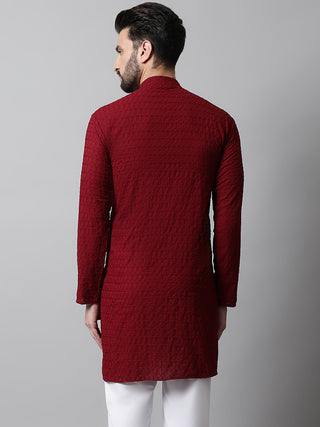Jompers Men Maroon Chikan Kurta Only