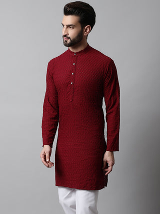 Jompers Men Maroon Chikan Kurta Only