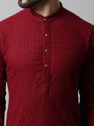 Jompers Men Maroon Chikan Kurta Only