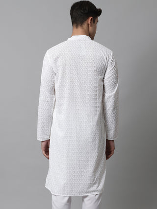 Jompers Men White Chikan Kurta Only