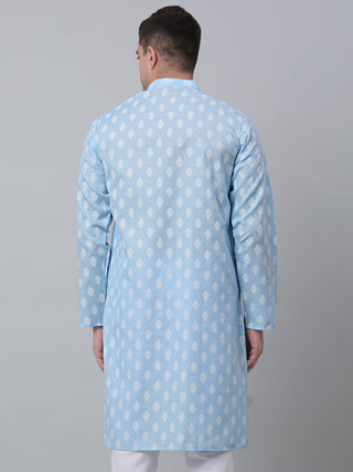 Jompers Men's Sky Cotton Floral printed kurta Only