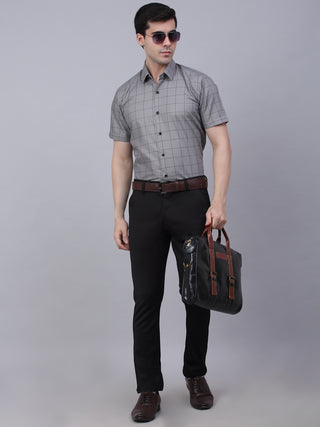 Indian Needle Men's Cotton Half Sleeve Checked Formal Shirts