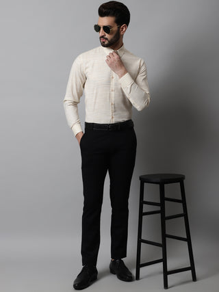 Men Cream Cotton Classic Formal Shirt