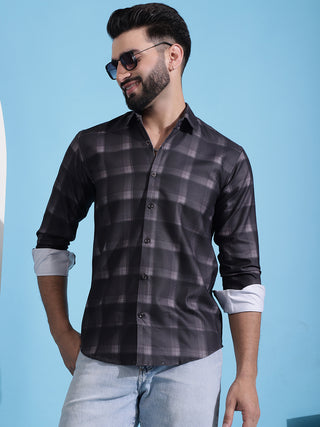 Brown Checked Cotton Casual Shirt for Men