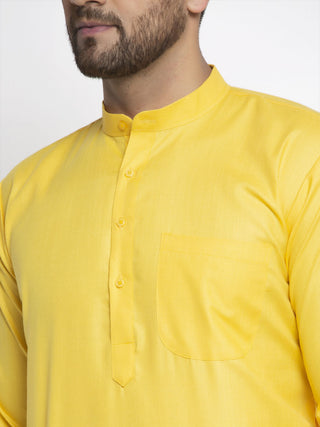 Jompers Men's Lemon Cotton Solid Kurta Payjama Sets