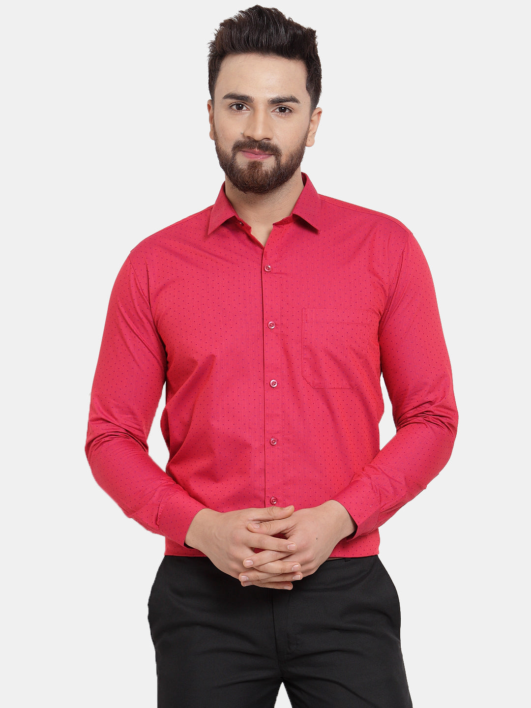Jainish Red Men's Cotton Polka Dots Formal Shirts – Jompers