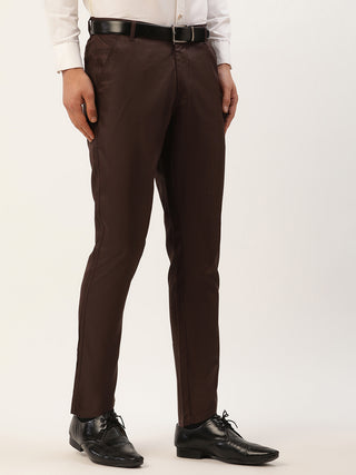 Indian Needle Men's Coffee Checked Formal Trousers