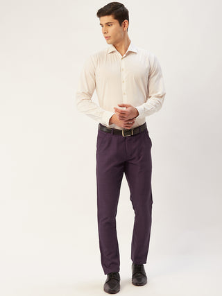 Indian Needle Men's Maroon Checked Formal Trousers