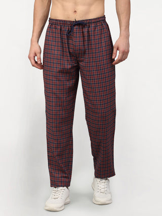 Indian Needle Men's Maroon Cotton Checked Track Pants