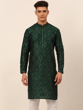 Men's Silk Blend Collar Embroidered Kurta Only