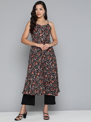 Jompers Floral Printed Floral Georgette Kurta