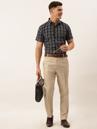Indian Needle Men's Cotton Checked Half Sleeve Formal Shirts