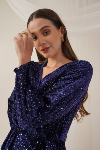 Women's Sequin Velvet A-line dress