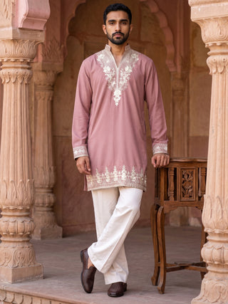 Embroidered Japanese Fabric Kurta with Korean Pants